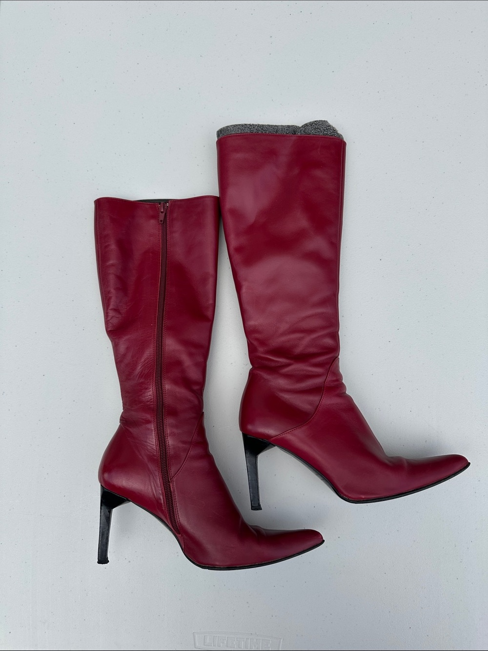 Women’s Red Leather Knee-High Stiletto Boots